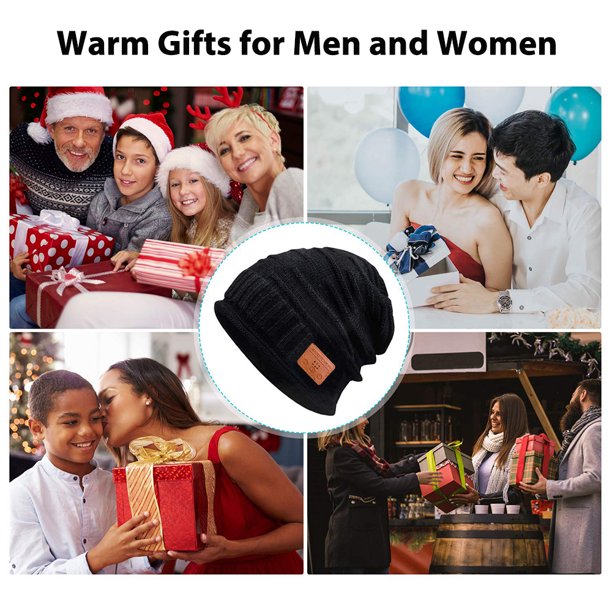 Music Beanie Hat for Men Women, Bluetooth Knitted Beanie Built-in