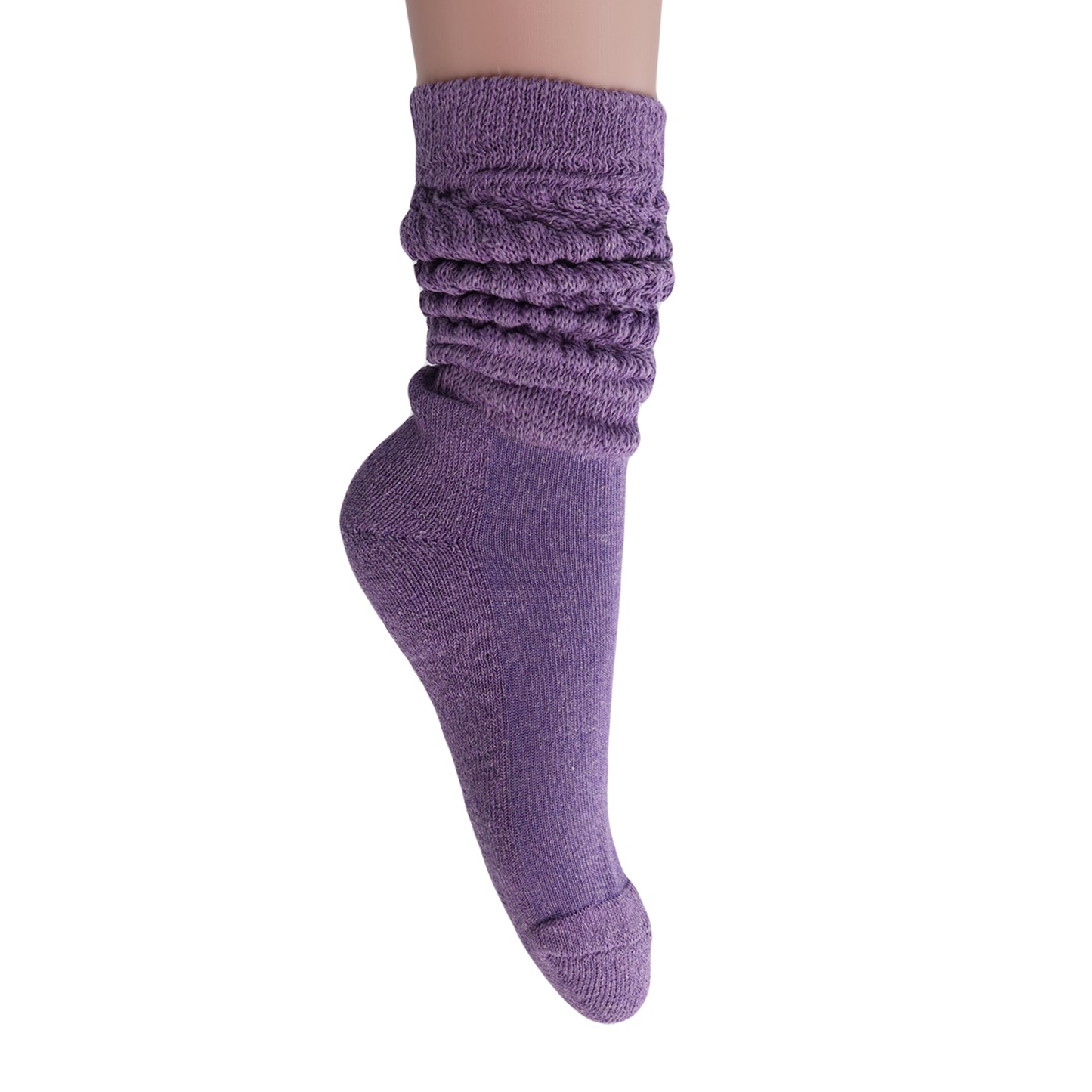 Purple Slouch Socks for Women Scrunch Cotton Knee High Socks