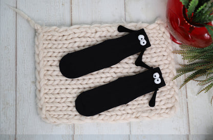 Black Magnetic Socks That Hold Hands Novelty Couple Socks