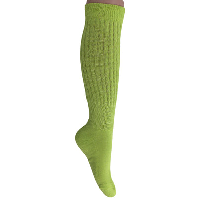 Almond Green Slouch Socks for Women Premium Cotton Knee High Socks