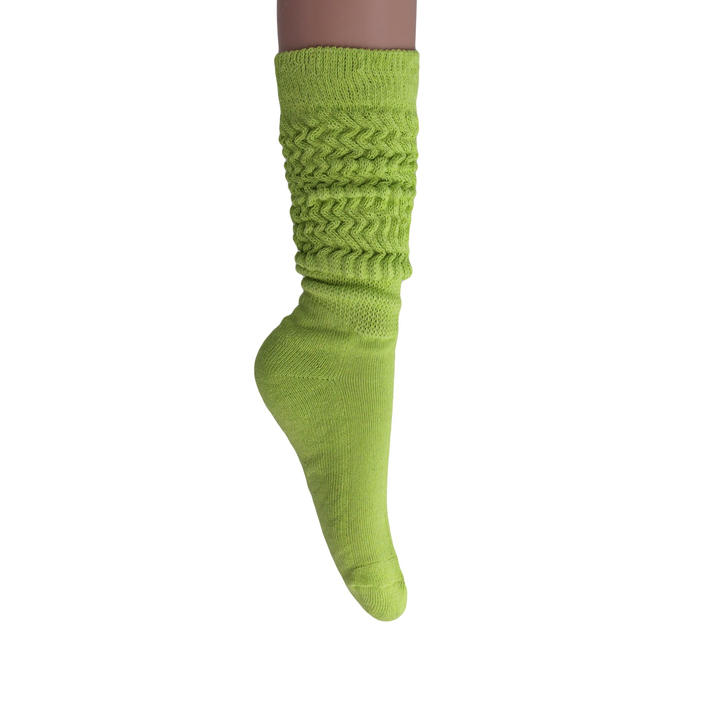 Almond Green Slouch Socks for Women Premium Cotton Knee High Socks