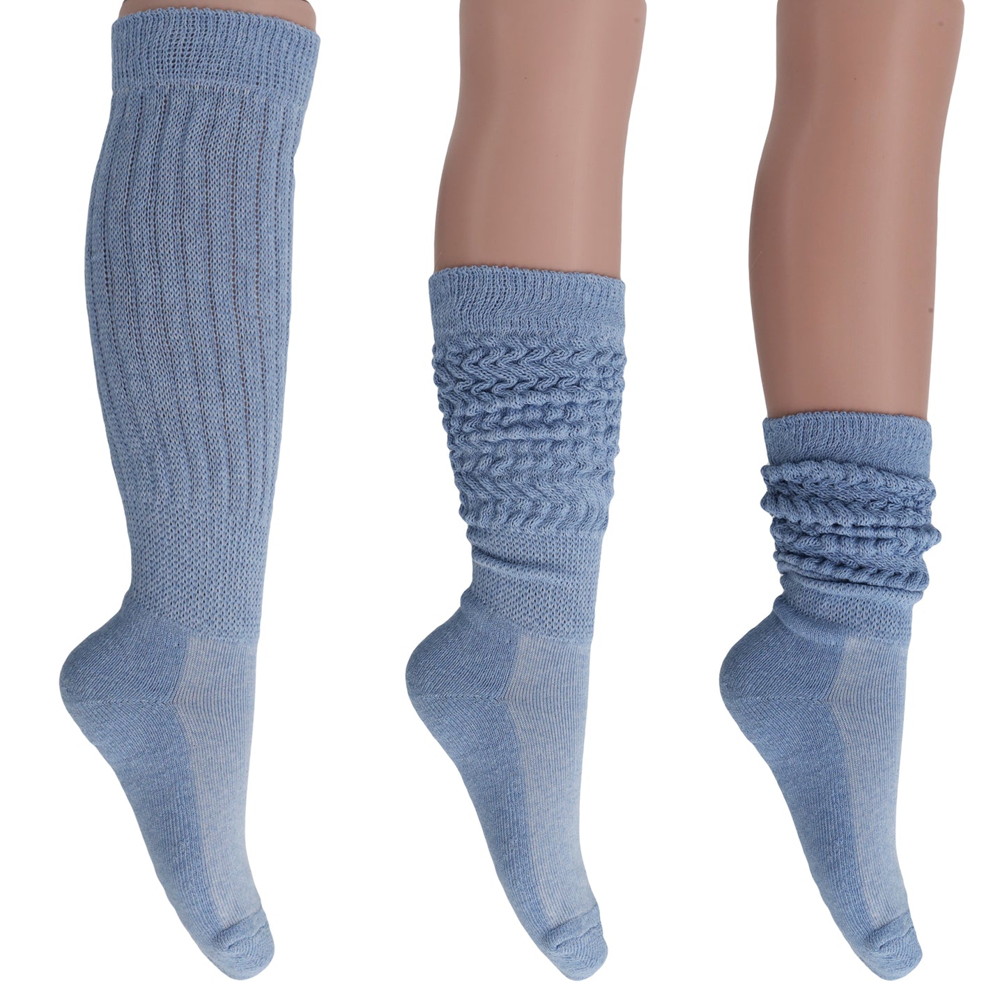 Light Blue Slouch Socks for Women Knee High Socks Shoe Size 5 to 10