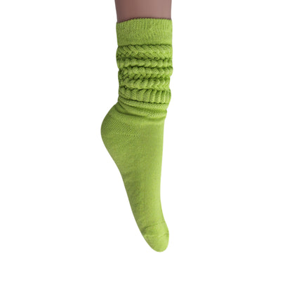 Almond Green Slouch Socks for Women Premium Cotton Knee High Socks