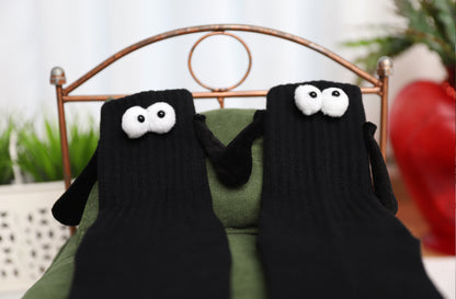 Black Magnetic Socks That Hold Hands Novelty Couple Socks