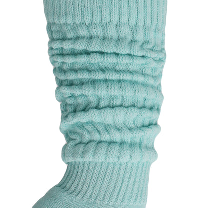 Mint Green Slouch Socks for Women Premium Cotton Knee High Boot Socks