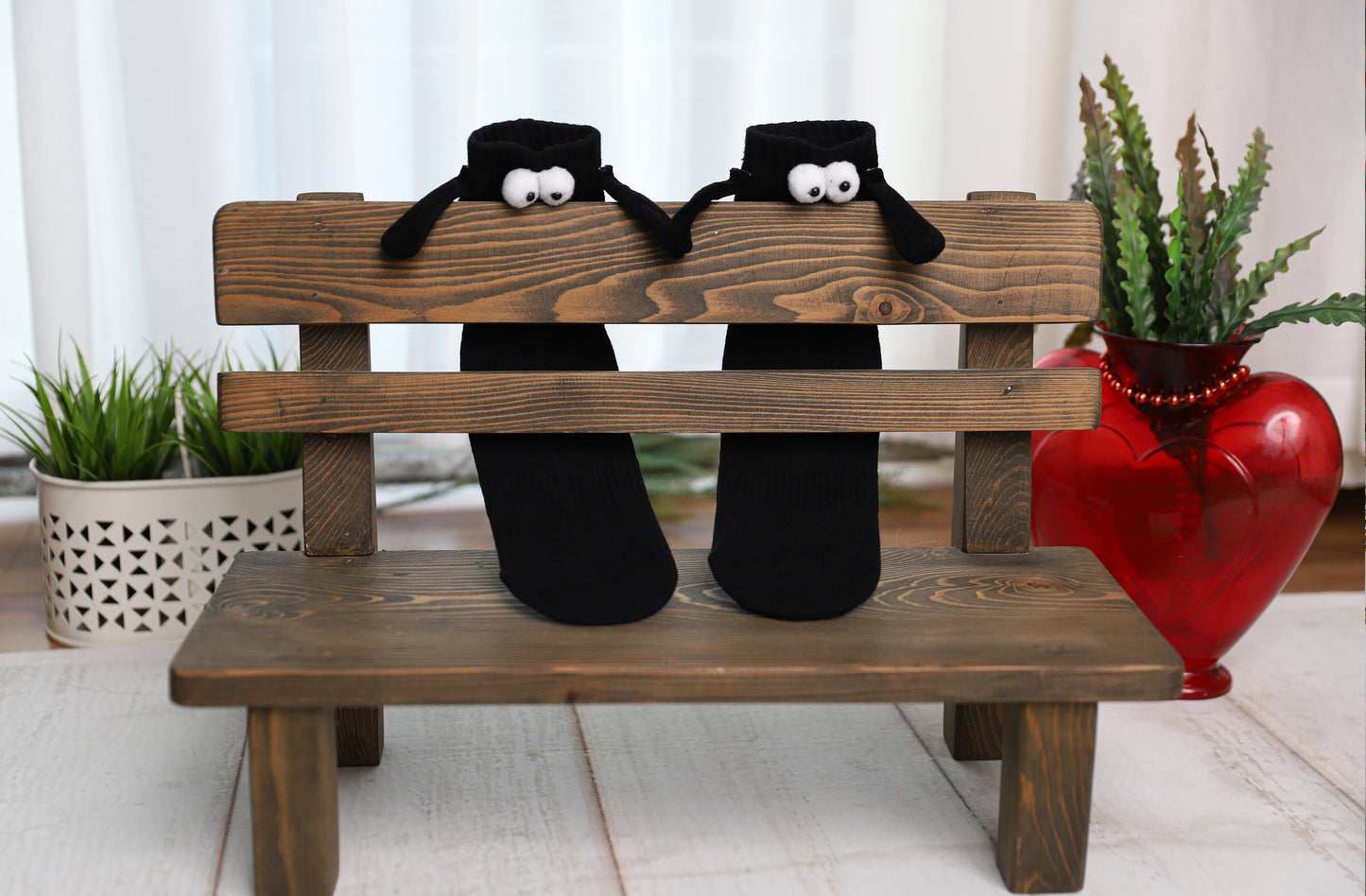 Black Magnetic Socks That Hold Hands Novelty Couple Socks